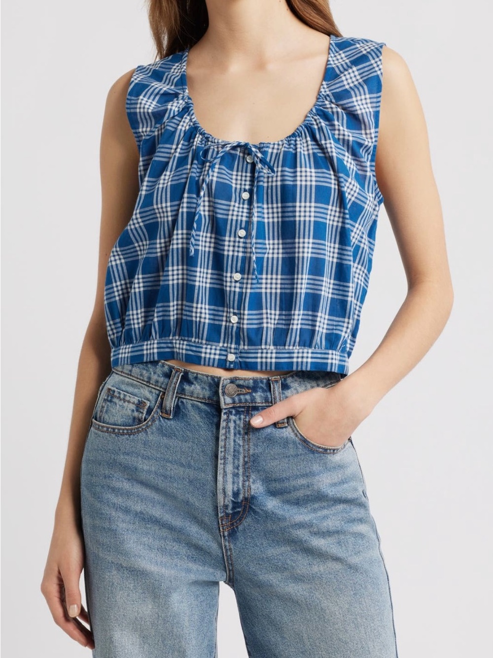 Doen Theo Plaid Top NWT